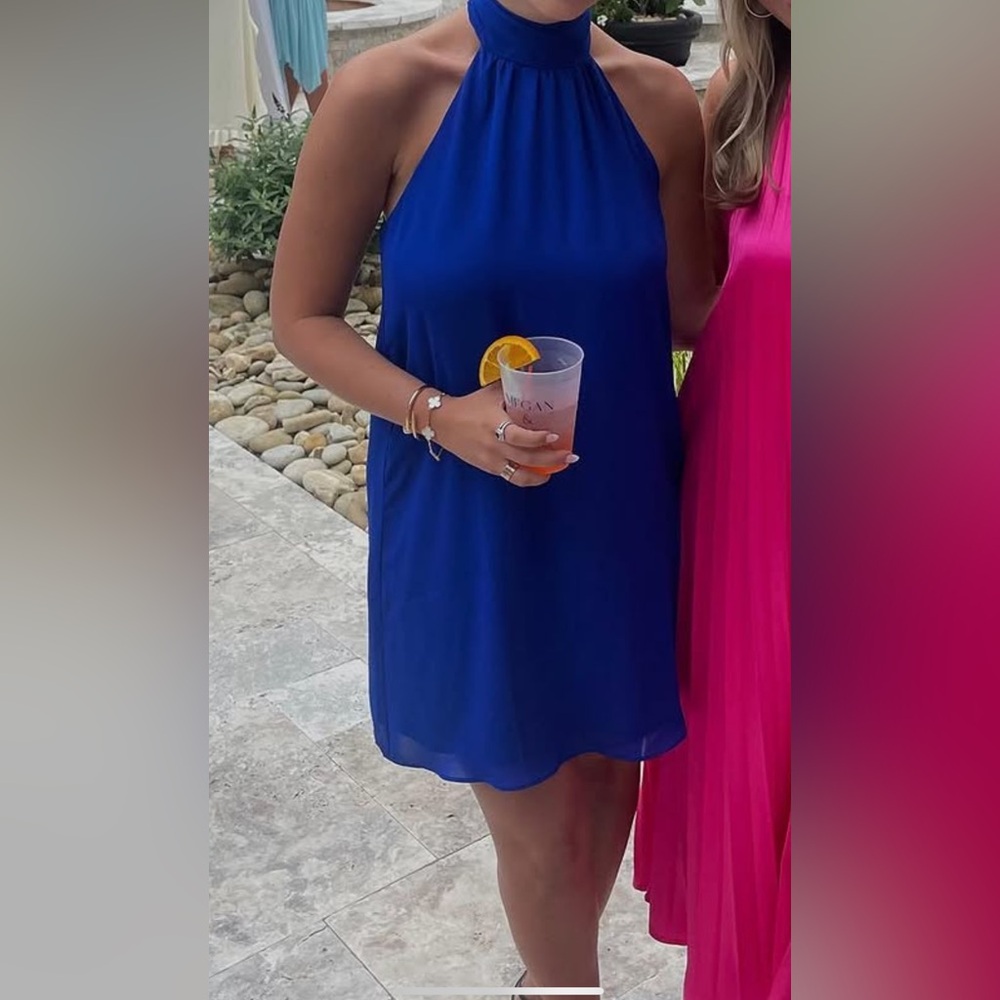 Krisa Royal Blue Halter Neck Mini Dress
